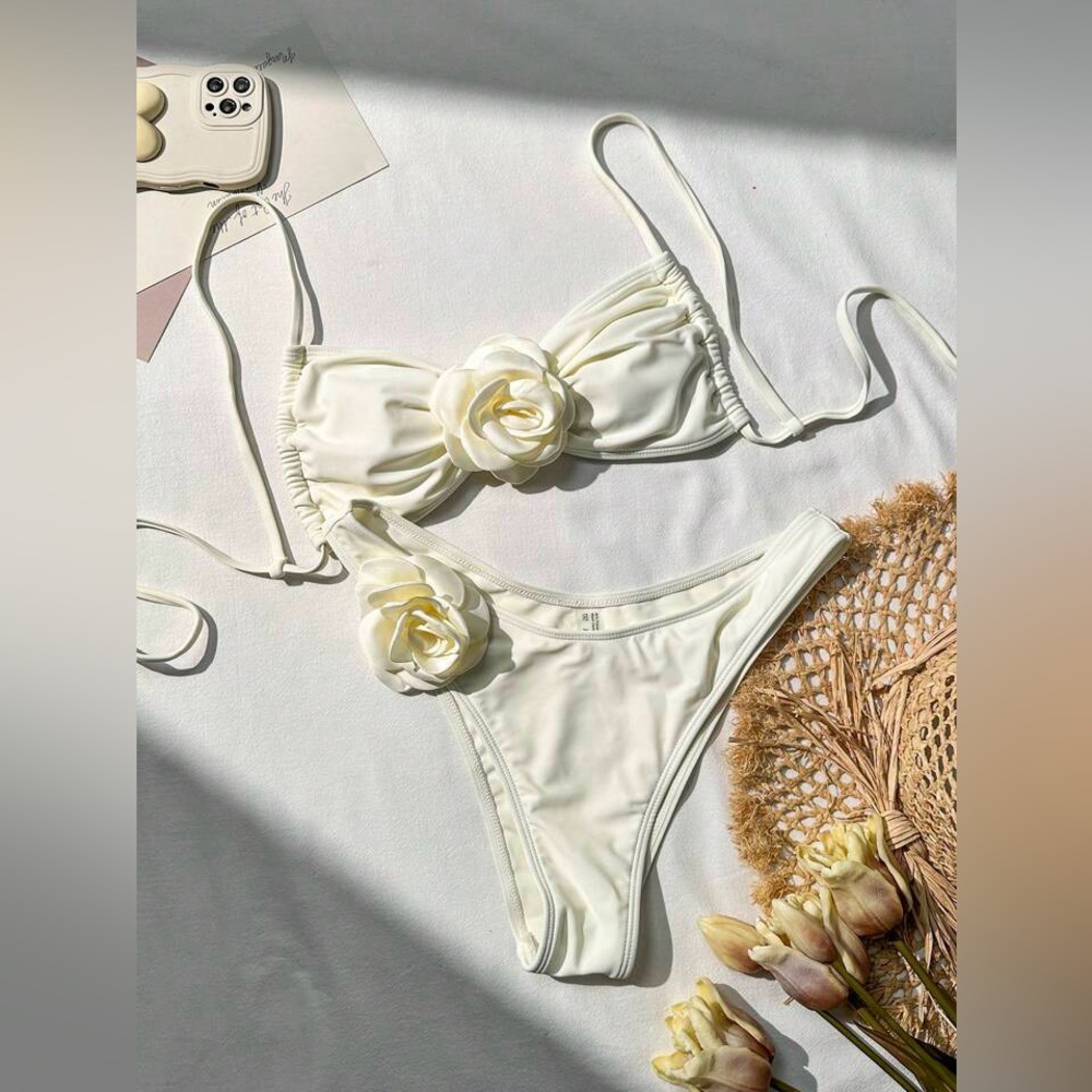 White Floral Bikini Set XS